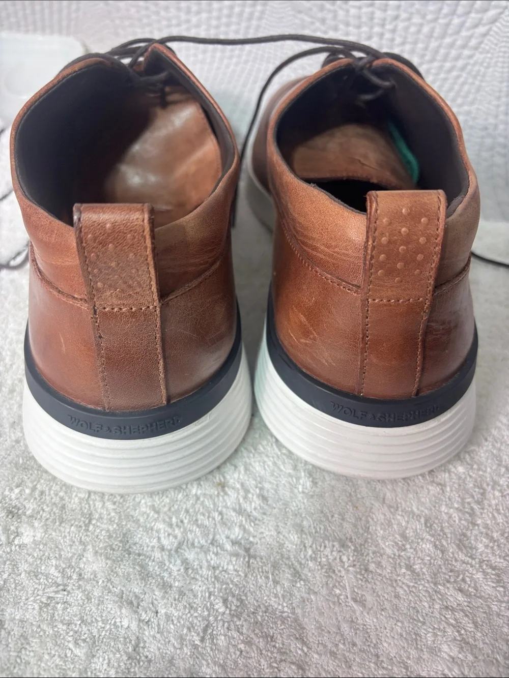 Men's Brown Leather Derby Oxfords with White Sole